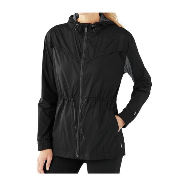 SMARTWOOL Phd Ultra Light Sport Anorak Windbreaker Coat Jacket Black Women Large - Picture 1 of 16